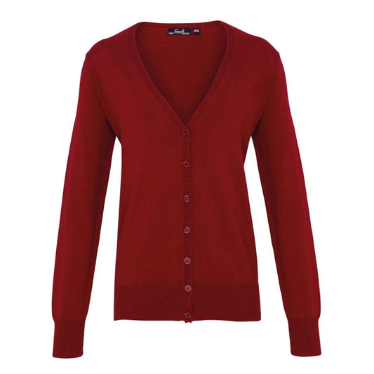 WOMEN'S BUTTON-THROUGH KNITTED CARDIGAN - Burgundy - Main
