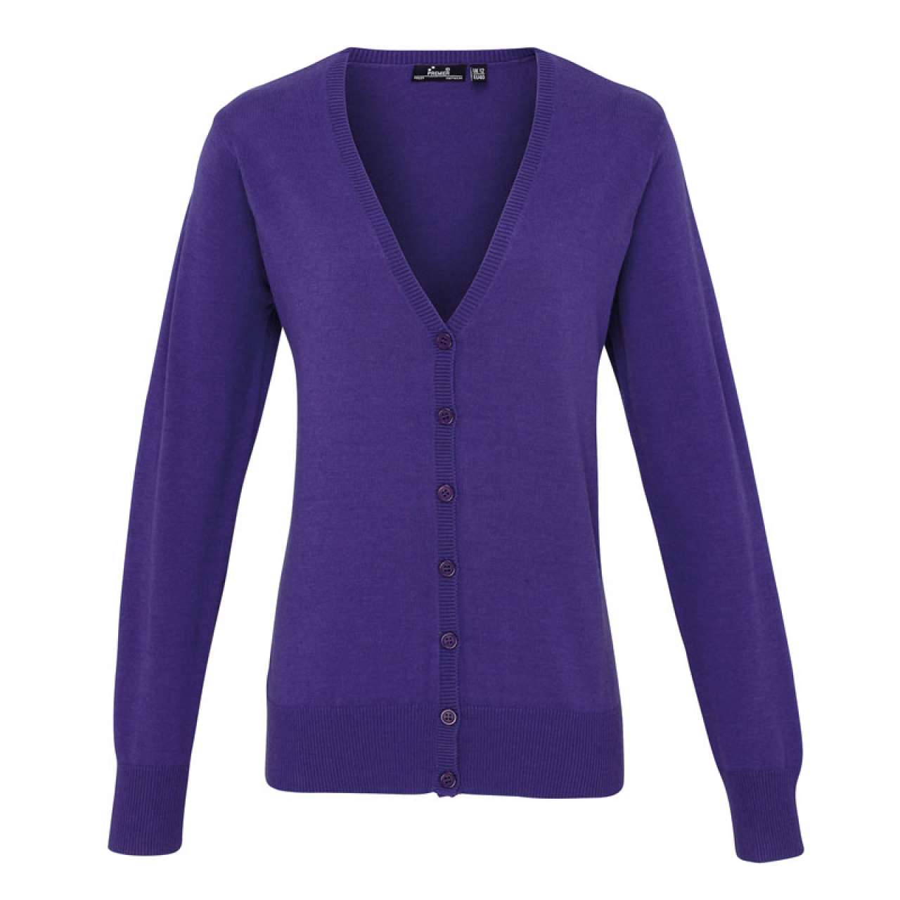 WOMEN'S BUTTON-THROUGH KNITTED CARDIGAN - Purple - Main