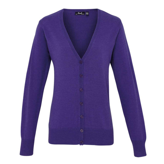 WOMEN'S BUTTON-THROUGH KNITTED CARDIGAN - Purple - Main