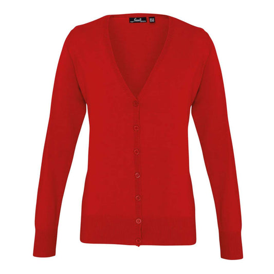 WOMEN'S BUTTON-THROUGH KNITTED CARDIGAN - Red - Main