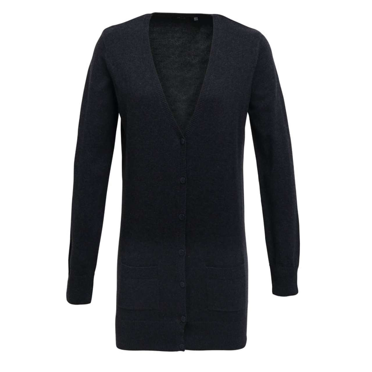 WOMEN'S LONG LENGTH KNITTED CARDIGAN - Charcoal - Main