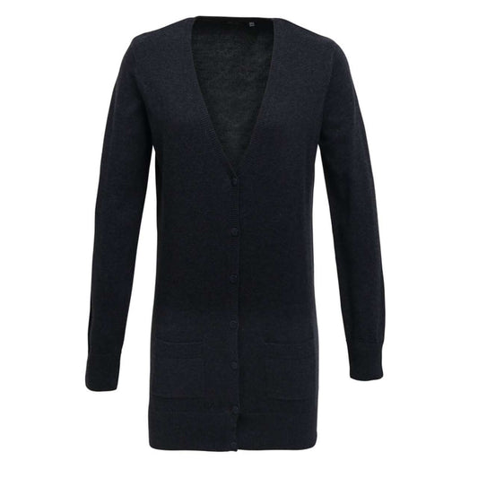 WOMEN'S LONG LENGTH KNITTED CARDIGAN - Charcoal - Main