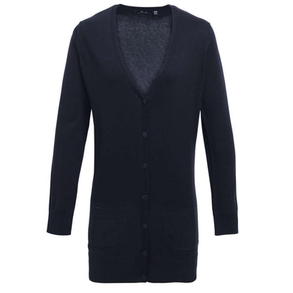 WOMEN'S LONG LENGTH KNITTED CARDIGAN - Navy - Main
