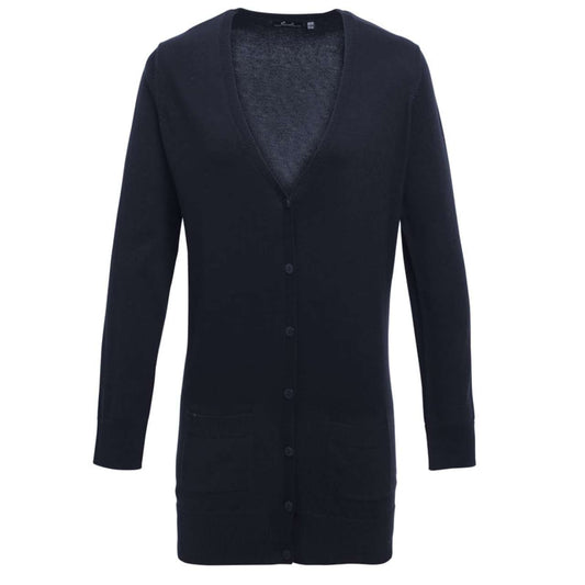 WOMEN'S LONG LENGTH KNITTED CARDIGAN - Navy - Main