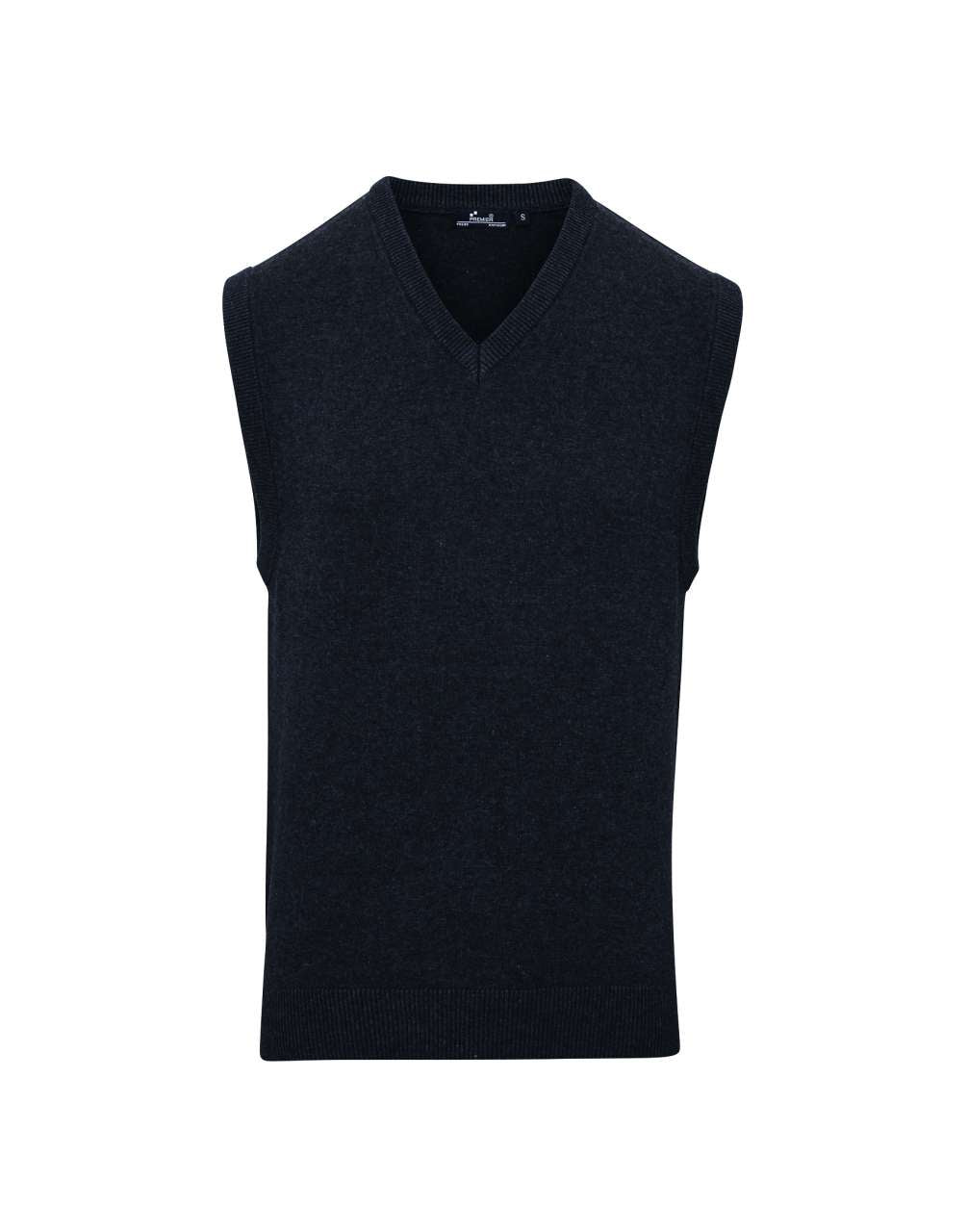 MEN'S V-NECK SLEEVELESS SWEATER - Charcoal - Additional