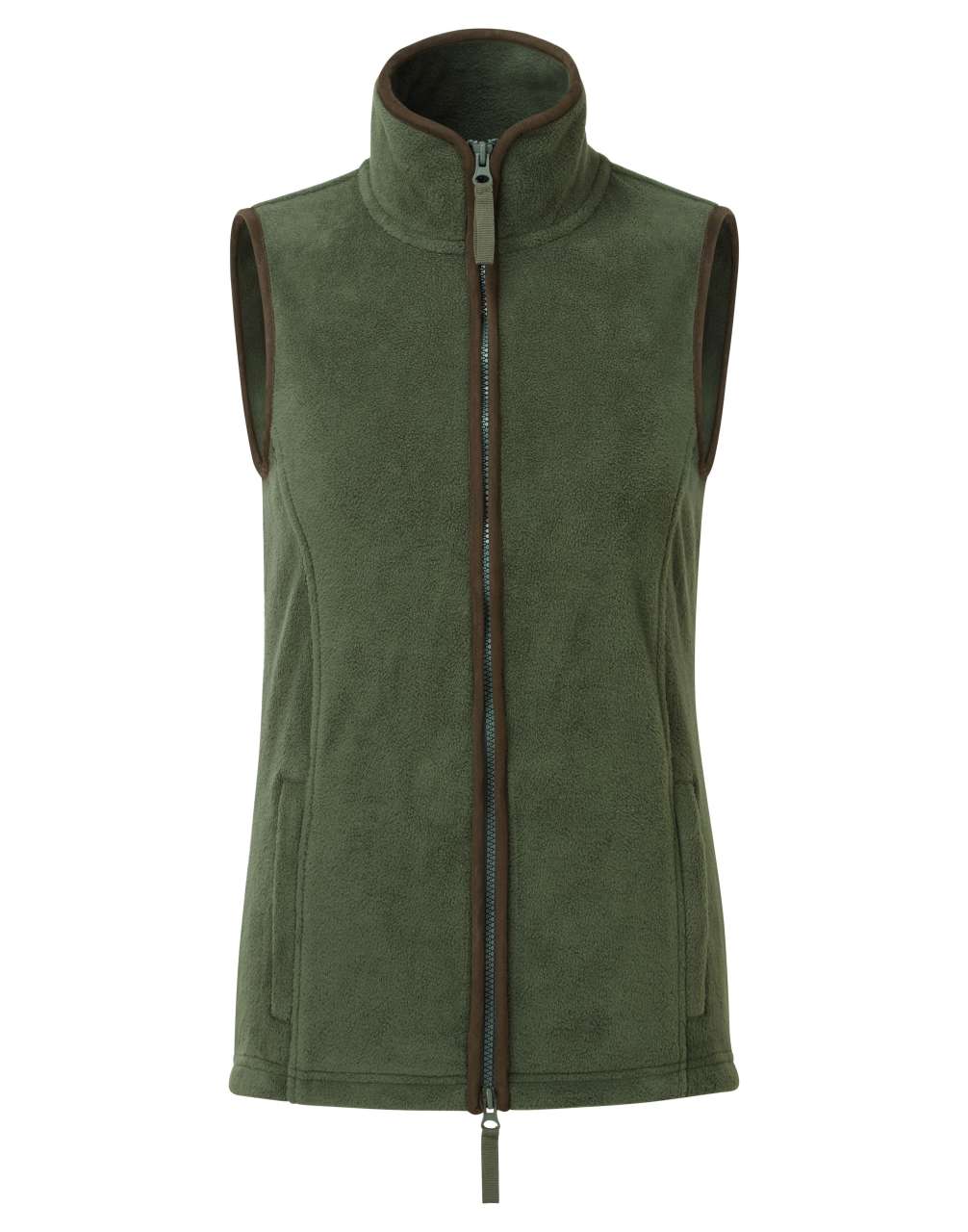 WOMEN'S 'ARTISAN' FLEECE GILET - Moss Green/Brown - colorimageurl