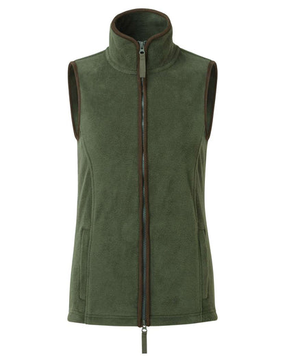 WOMEN'S 'ARTISAN' FLEECE GILET - Moss Green/Brown - colorimageurl