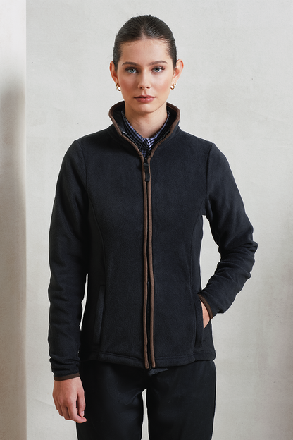WOMEN'S 'ARTISAN' FLEECE JACKET - Navy/Brown - modelimageurl
