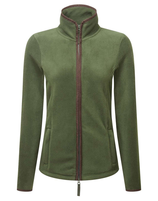 WOMEN'S 'ARTISAN' FLEECE JACKET - Moss Green/Brown - colorimageurl