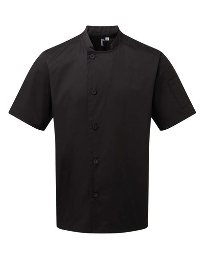 'ESSENTIAL' SHORT SLEEVE CHEF'S JACKET - Black - colorimageurl