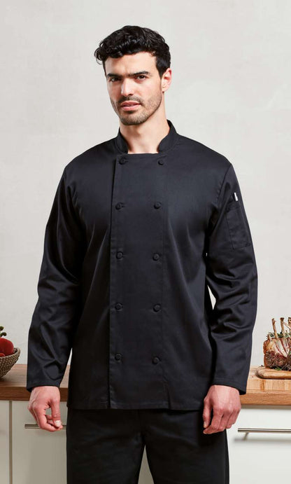 CHEF'S LONG SLEEVE COOLCHECKER® JACKET WITH MESH BACK PANEL - Black - modelimageurl