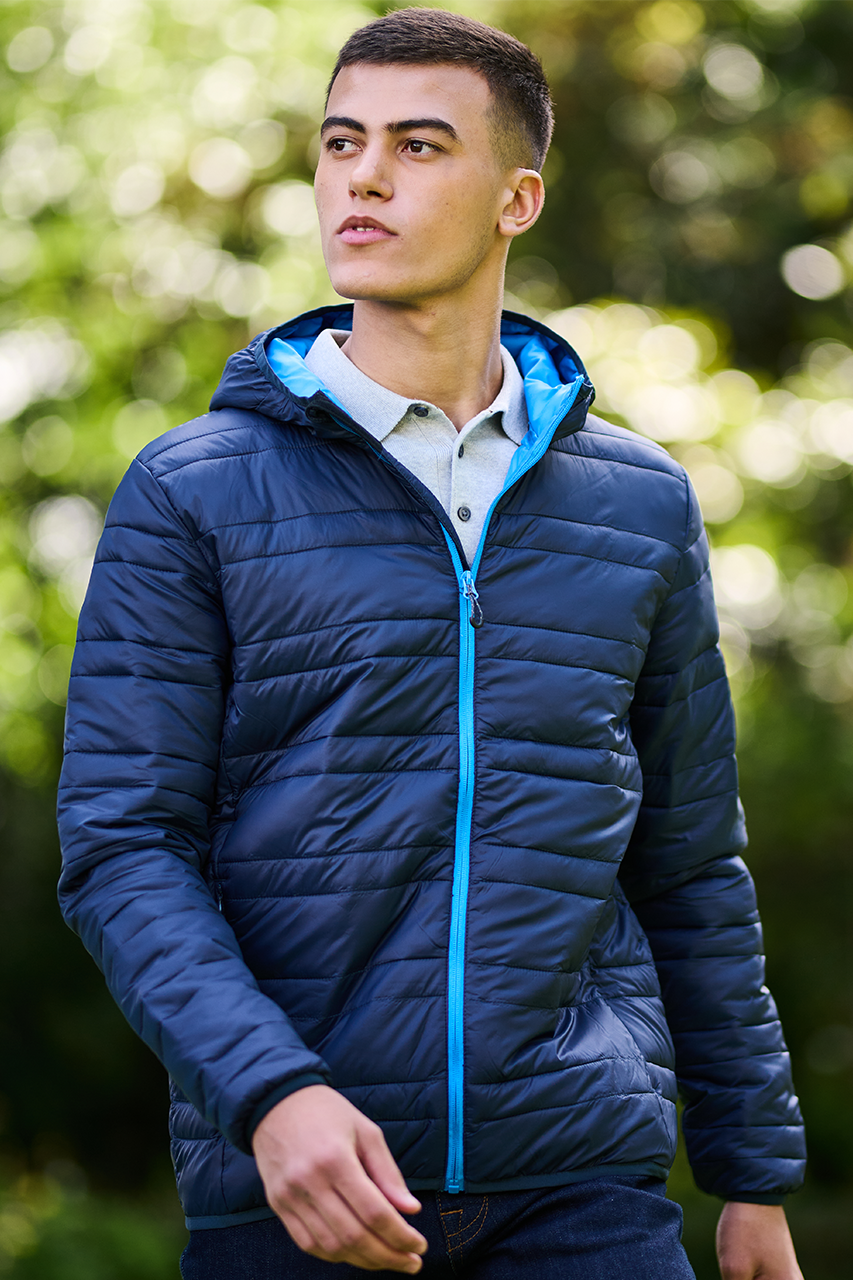 HOODED PACKAWAY FIREDOWN JACKET - Black/Black - Model