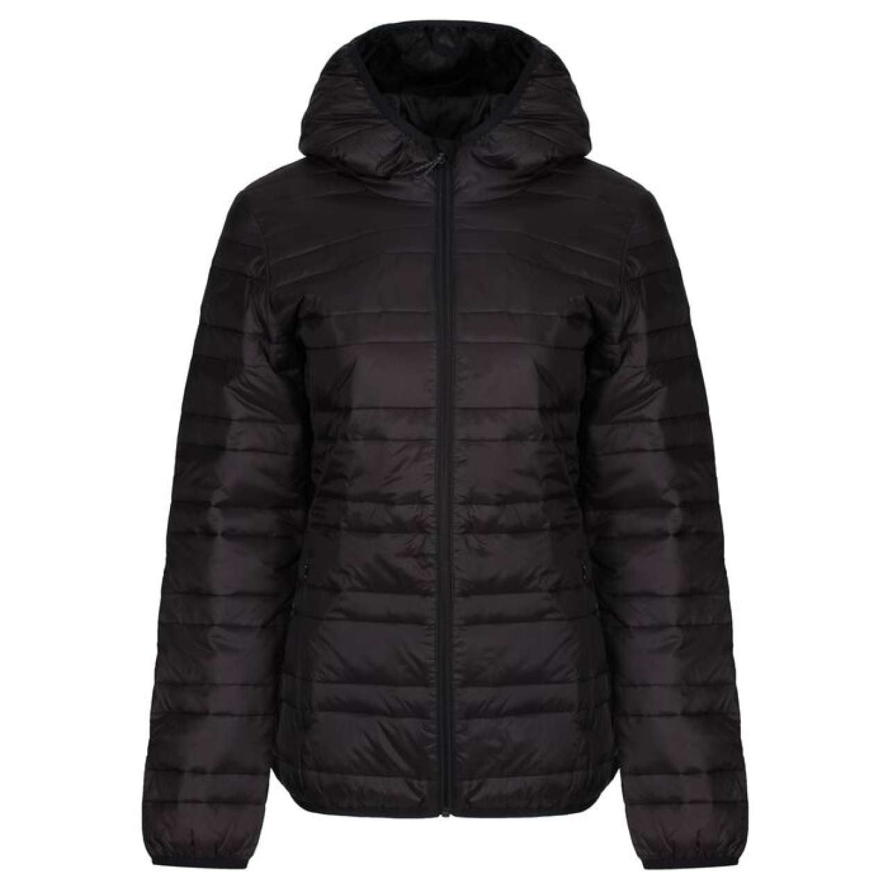 WOMENS HOODED PACKAWAY FIREDOWN JACKET - Black/Black - colorimageurl