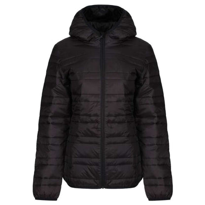 WOMENS HOODED PACKAWAY FIREDOWN JACKET - Black/Black - colorimageurl