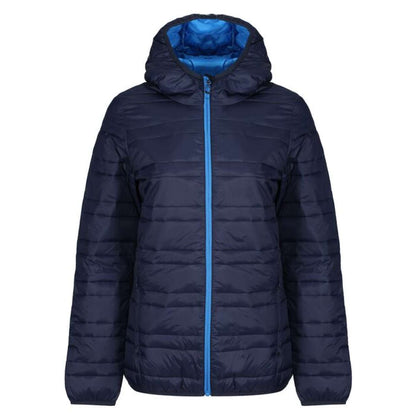 WOMENS HOODED PACKAWAY FIREDOWN JACKET - Navy/French Blue - colorimageurl