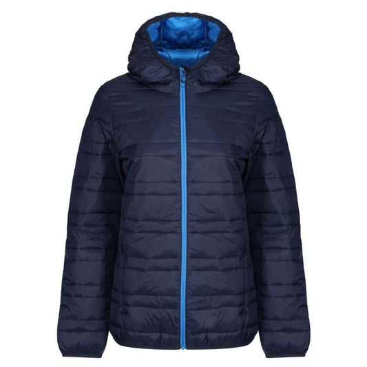 WOMENS HOODED PACKAWAY FIREDOWN JACKET - Navy/French Blue - colorimageurl