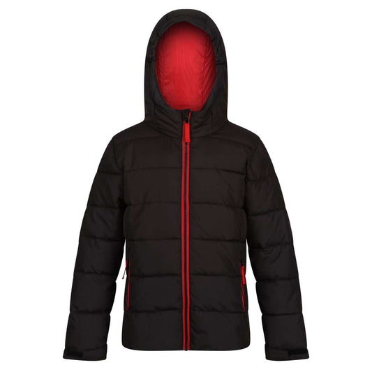 JUNIOR SCHOLAR THERMAL HOODED JACKET - Black/Classic Red - colorimageurl