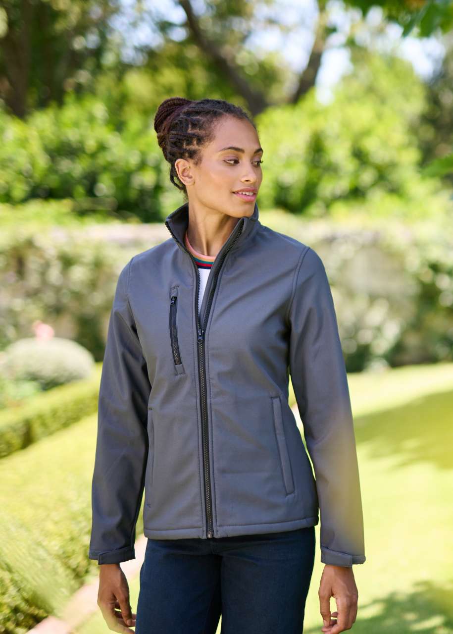 WOMEN'S ABLAZE 3 LAYER PRINTABLE SOFTSHELL JACKET - Black/Black - modelimageurl