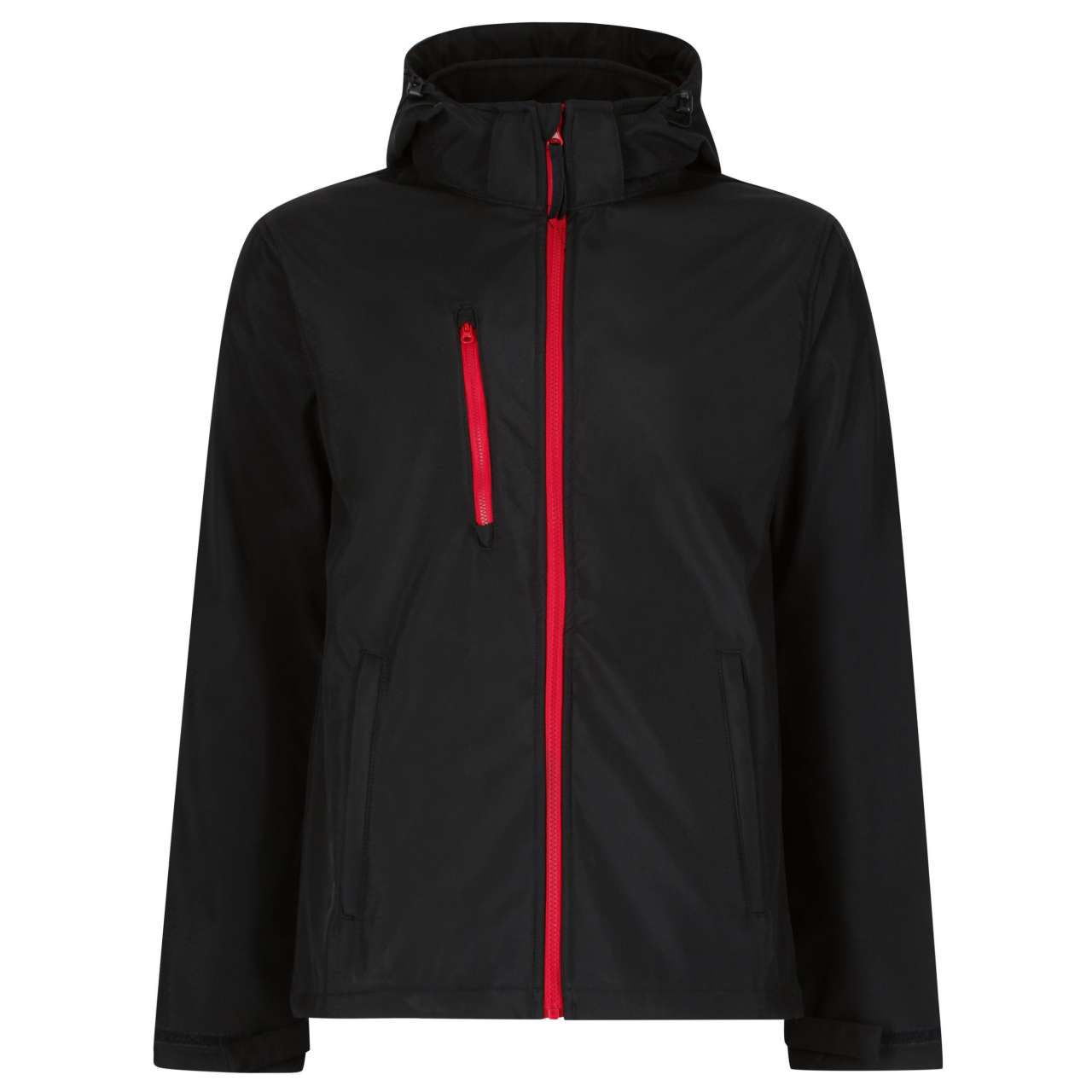 VENTURER 3 LAYER HOODED PRINTABLE SOFTSHELL JACKET - Black/Black - colorimageurl