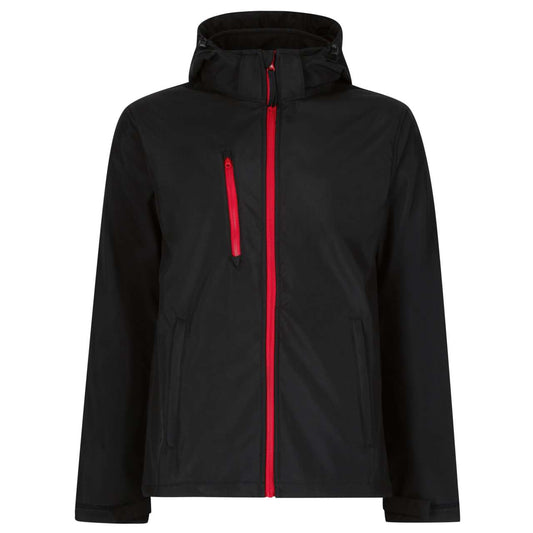 VENTURER 3 LAYER HOODED PRINTABLE SOFTSHELL JACKET - Black/Black - colorimageurl