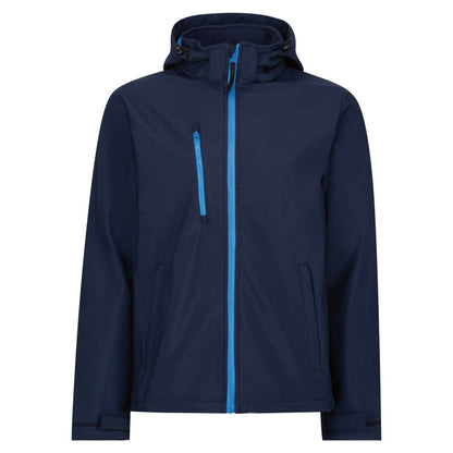 VENTURER 3 LAYER HOODED PRINTABLE SOFTSHELL JACKET - Navy/French Blue - colorimageurl