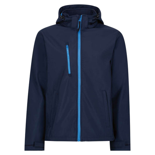 VENTURER 3 LAYER HOODED PRINTABLE SOFTSHELL JACKET - Navy/French Blue - colorimageurl