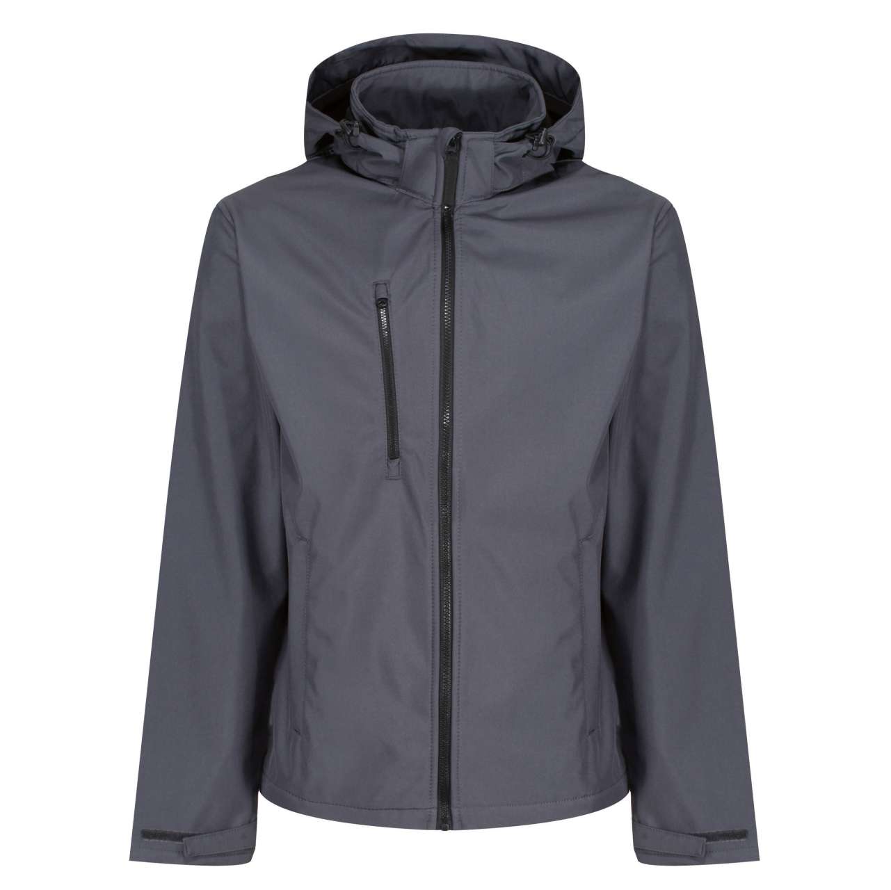 VENTURER 3 LAYER HOODED PRINTABLE SOFTSHELL JACKET - Seal Grey/Black - colorimageurl