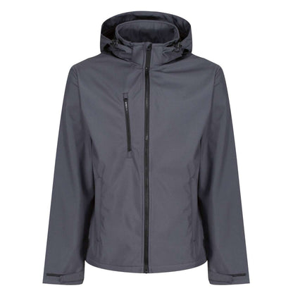 VENTURER 3 LAYER HOODED PRINTABLE SOFTSHELL JACKET - Seal Grey/Black - colorimageurl