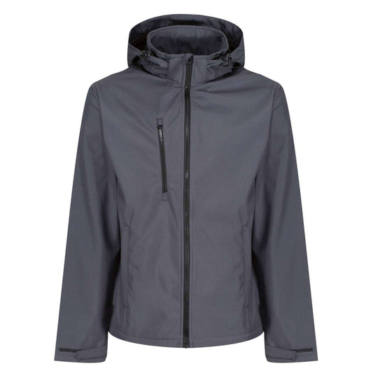 VENTURER 3 LAYER HOODED PRINTABLE SOFTSHELL JACKET - Seal Grey/Black - colorimageurl