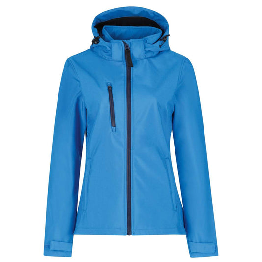 WOMEN'S VENTURER 3 LAYER HOODED PRINTABLE SOFTSHELL JACKET - French Blue/Navy - colorimageurl