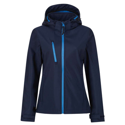 WOMEN'S VENTURER 3 LAYER HOODED PRINTABLE SOFTSHELL JACKET - Navy/French Blue - colorimageurl