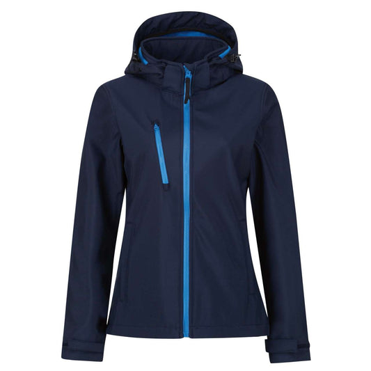 WOMEN'S VENTURER 3 LAYER HOODED PRINTABLE SOFTSHELL JACKET - Navy/French Blue - colorimageurl