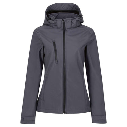 WOMEN'S VENTURER 3 LAYER HOODED PRINTABLE SOFTSHELL JACKET - Seal Grey/Black - colorimageurl