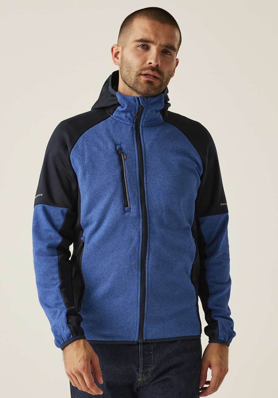 X-PRO COLDSPRING II HYBRID PERFORMANCE STRETCH HOODED FLEECE JACKET - Grey Marl/Black - modelimageurl