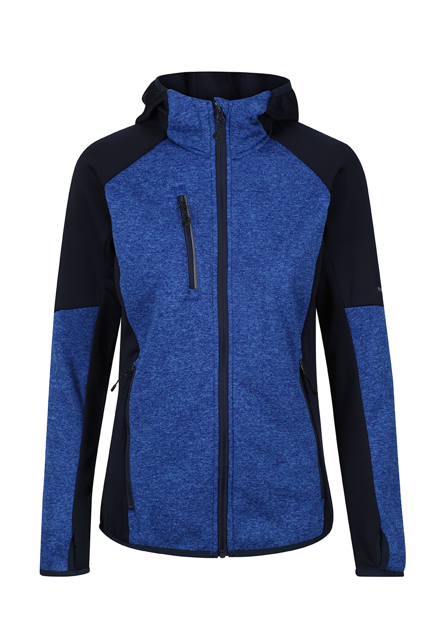 WOMEN'S X-PRO COLDSPRING II HYBRID PERFORMANCE STRETCH HOODED FLEECE JACKET - Grey Marl/Black - Model