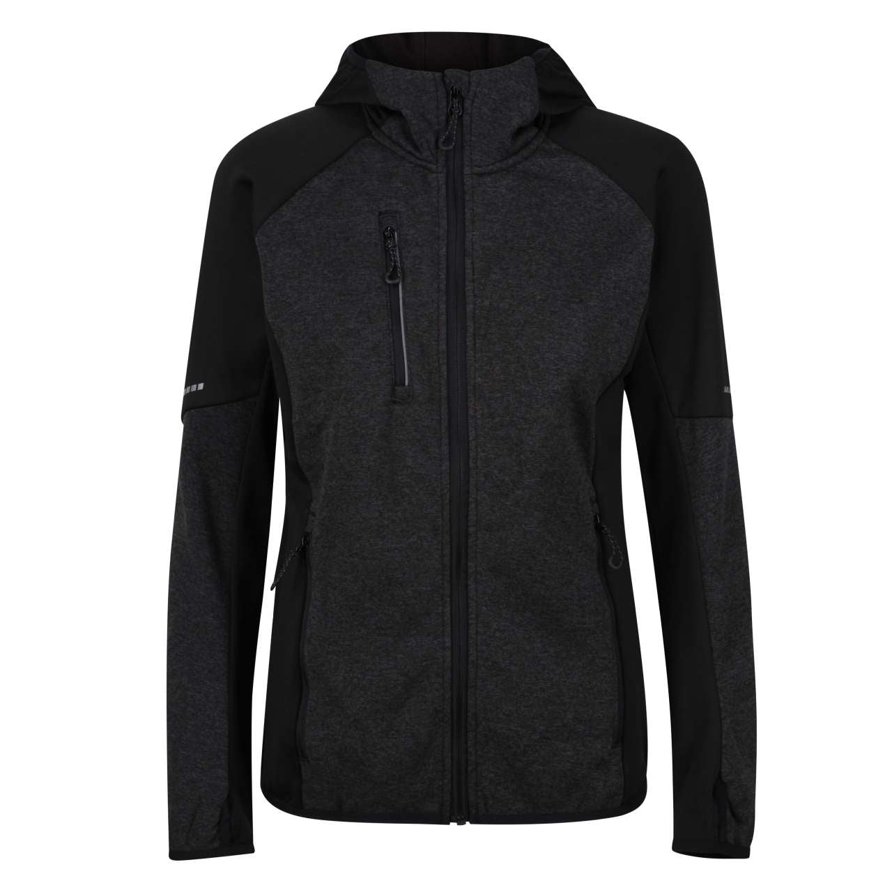 WOMEN'S X-PRO COLDSPRING II HYBRID PERFORMANCE STRETCH HOODED FLEECE JACKET - Grey Marl/Black - Main