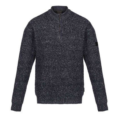 SOLOMON ZIP-NECK KNITTED PULLOVER - Navy Marl - colorimageurl