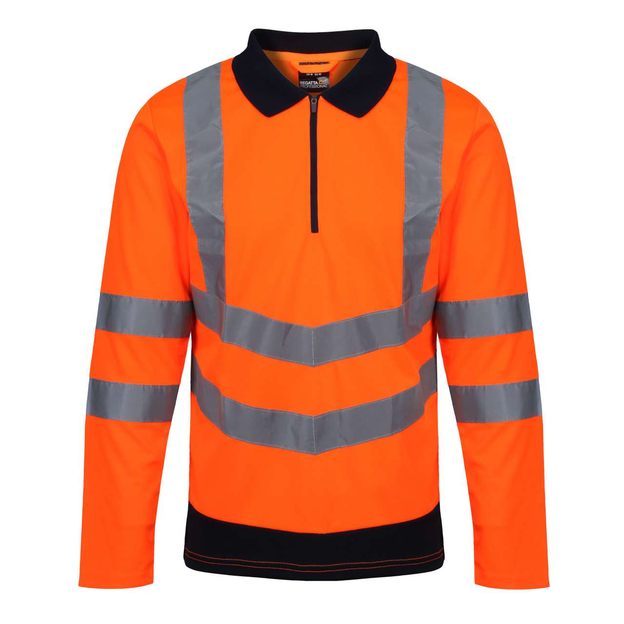 PRO HI-VIS LS POLO SHIRT - Orange/Navy - Main