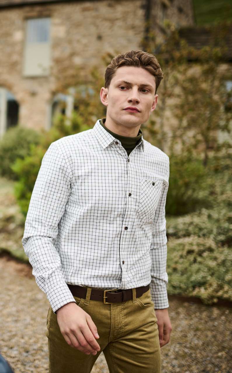 TATTERSALL CHECK SHIRT - Green Check - Model