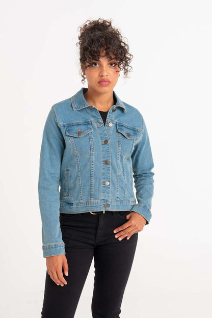 OLIVIA DENIM JACKET - Light Blue Wash - modelimageurl