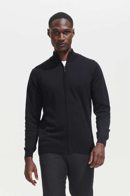 SOL'S GORDON MEN ZIPPED KNITTED CARDIGAN - Black - Main
