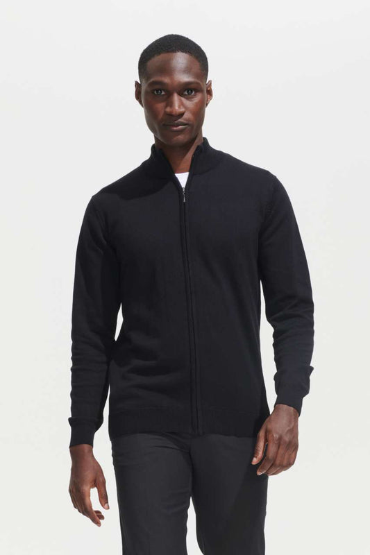 SOL'S GORDON MEN ZIPPED KNITTED CARDIGAN - Black - Main