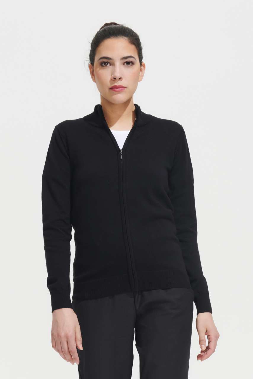 SOL'S GORDON WOMEN ZIPPED KNITTED CARDIGAN - Black - Model