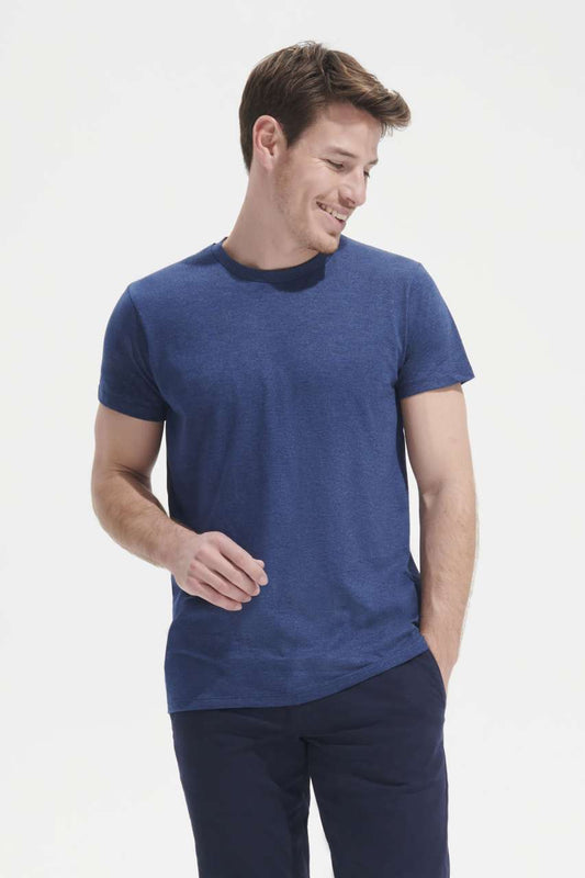 SOL'S REGENT FIT - MEN’S ROUND NECK CLOSE FITTING T-SHIRT - Heather Denim - Model