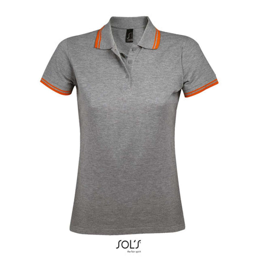 SOL'S PASADENA WOMEN - POLO SHIRT - Grey Melange/Orange - Main