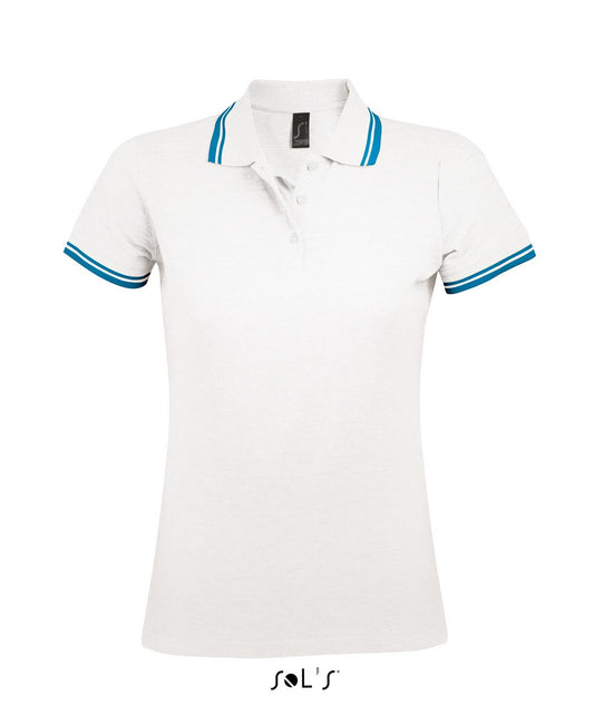 SOL'S PASADENA WOMEN - POLO SHIRT - White/Aqua - Main