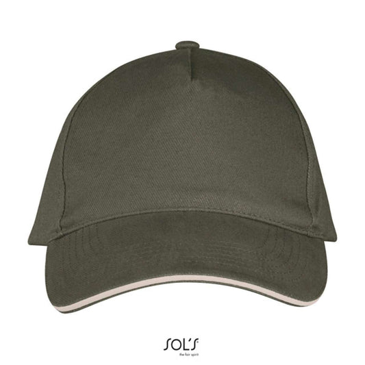 SOL'S LONG BEACH - 5 PANEL CAP - Army/Beige - Main