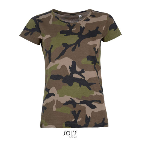 SOL'S CAMO WOMEN - ROUND COLLAR T-SHIRT - Color Image
