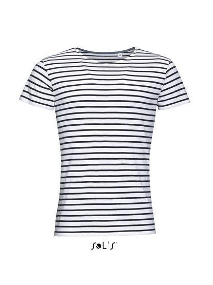 SOL'S MILES MEN - ROUND NECK STRIPED T-SHIRT - White/Navy - Main