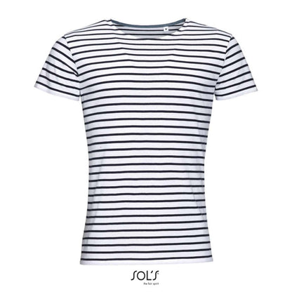 SOL'S MILES MEN - ROUND NECK STRIPED T-SHIRT - White/Navy - Additional